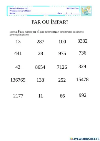 Número Par ou Ímpar