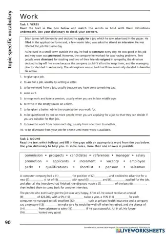 Work - Vocabulary FCE