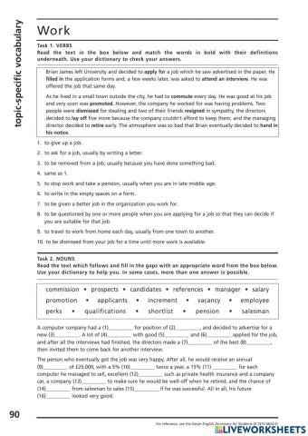 Work - Vocabulary FCE