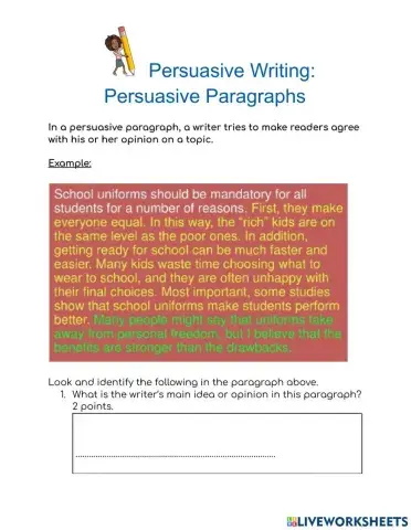 Persuasive Writing: The Persuasive Paragraph