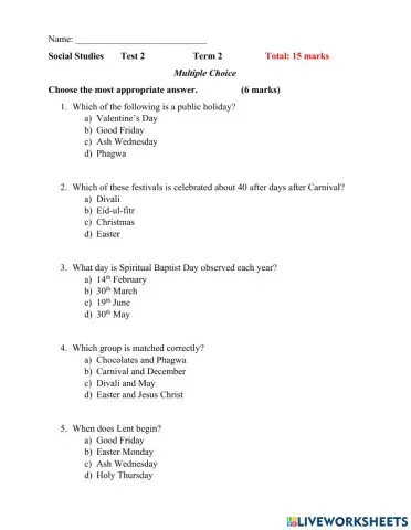 Social Studies Test