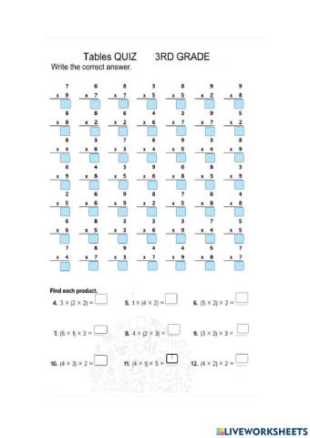 Multiplication Facts and Multiplying 3 Factors