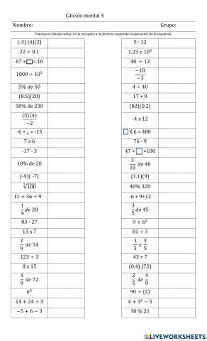 Calculo mental 4