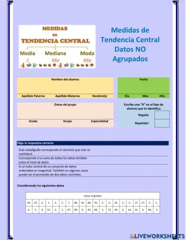 MTC Medidas de tendencia central datos no agrupados