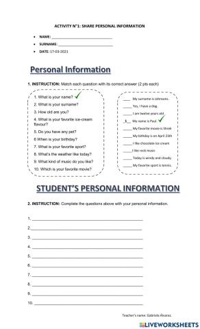 Share personal information