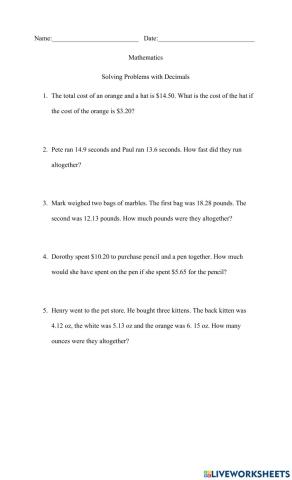 Decimal Problem solving