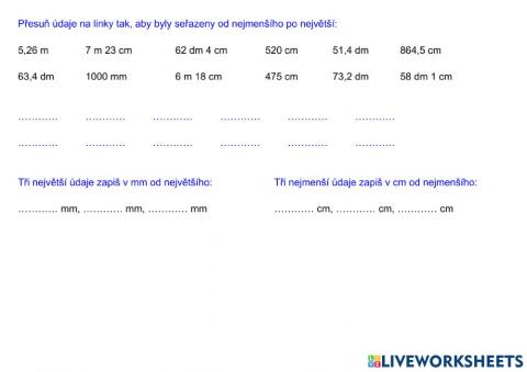 Jednotky délky - porovnávání