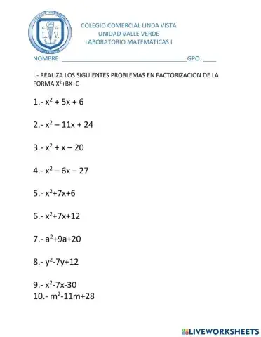 Factorizacion x2+bx+c