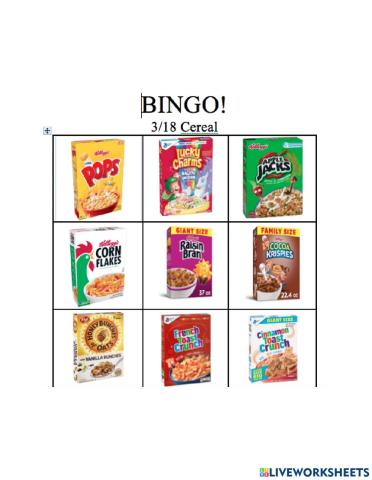 Bingo Board Cereal 2