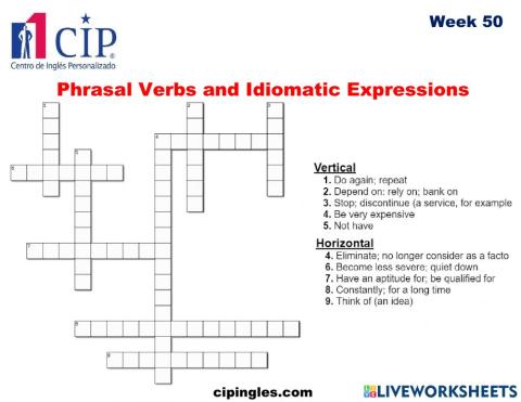 Phrasal Verbs and Idiomatic Expression & Cooking Week 50