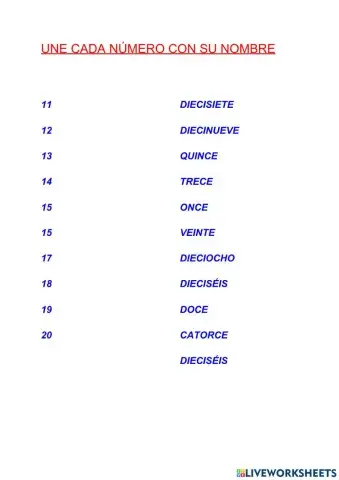 Numeros hasta el veinte