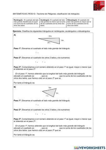 Pitágoras - Clasificación de triángulos