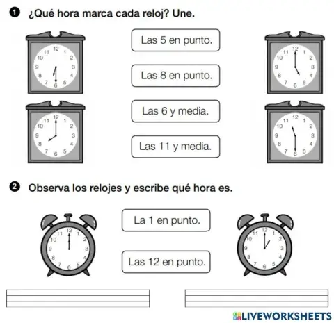 Las horas en punto y media