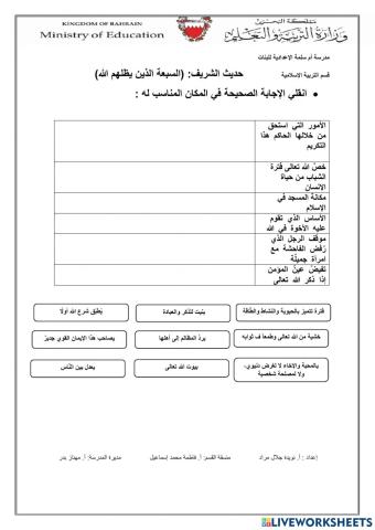 حديث السبعة الذين يظلهم الله