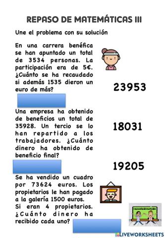 Repaso matemáticas Problemas