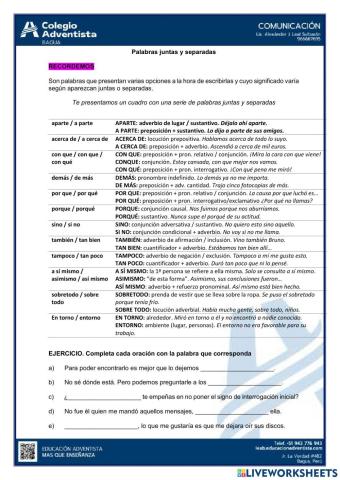Palabras juntas y separadas
