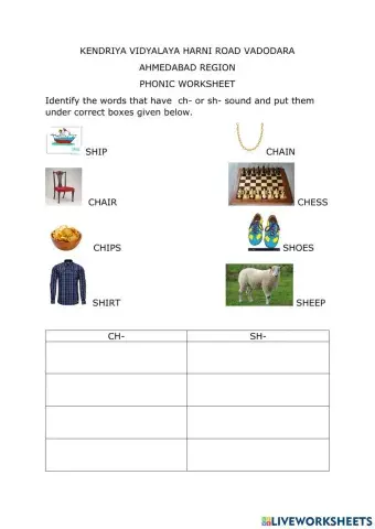 Phonics worksheet