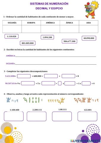 Sistemas de numeración: Decimal y egipcio