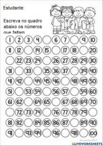 Sequência numérica até 100