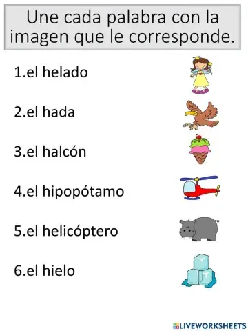 Vocabulario de la letra Hh