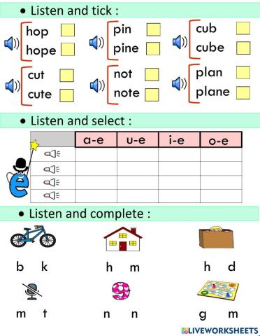 Listen tick select and write ( magic e)