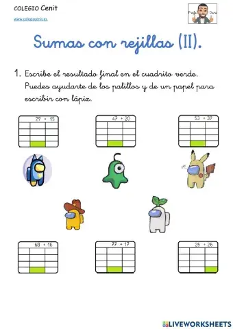 Sumas con rejillas ABN