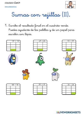 Sumas con rejillas ABN