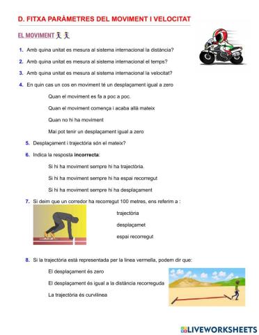 Parametres del moviment i calcul de velocitats