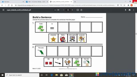 Build a Sentence: Super Nintendo World