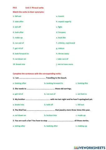 FR8 Unit 3 Phrasal verbs