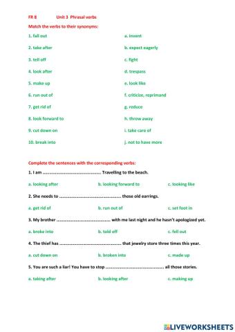 FR8 Unit 3 Phrasal verbs