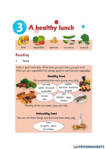 Reading and writing - a healthy lunch