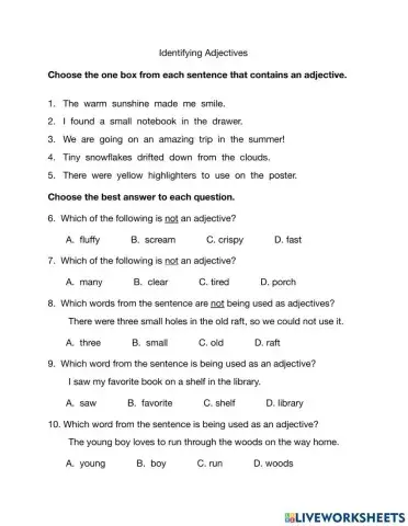 Identifying Adjectives