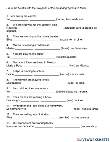 Práctica con el presente progresivo