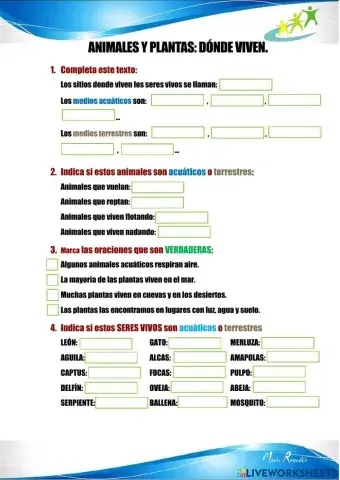Animales y plantas: Dónde viven