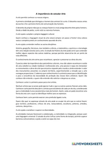 A importância de estudar Arte