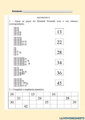 Nº - quantidade  e sequência numérica