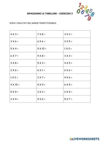 Tabelline entro il 7