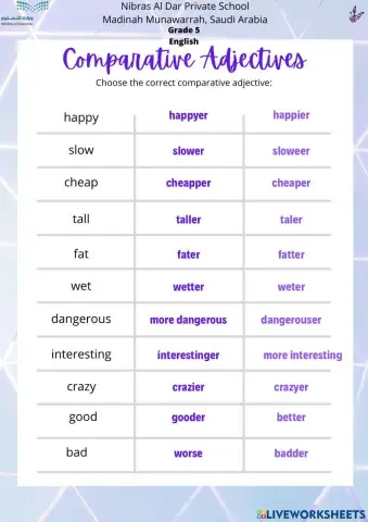 COmparative adjectives choose