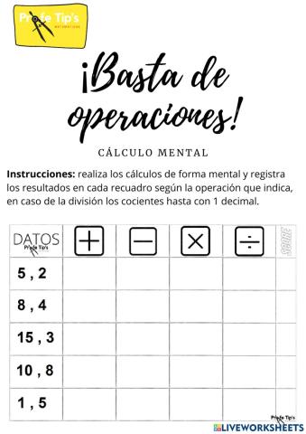 Basta de operaciones.