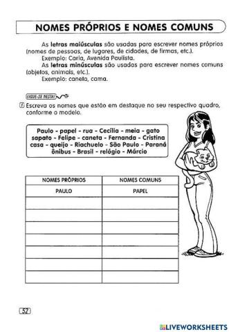 Atividade sobre letras maiúsculas e minúsculas