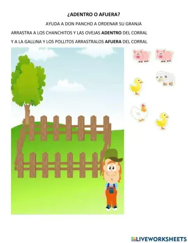 Adentro, afuera, encima, debajo