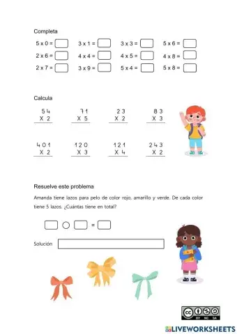Multiplicación sin llevar