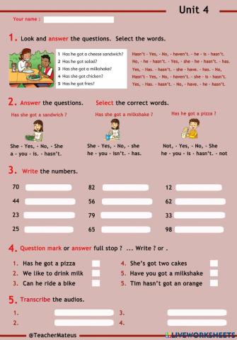 FF 2 - Unit 04 - Test 1