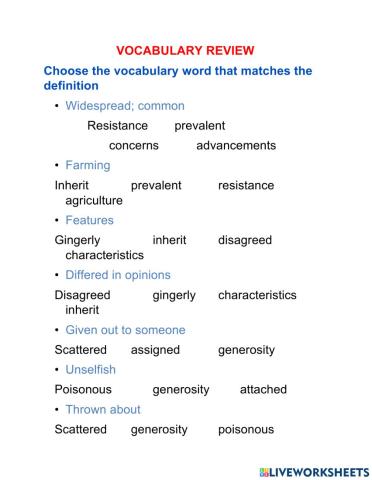 Vocabulary Review 2