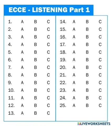 ECCE PT 7 - Listening Part 1 