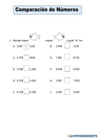 Comparación de números naturales  2da Parte