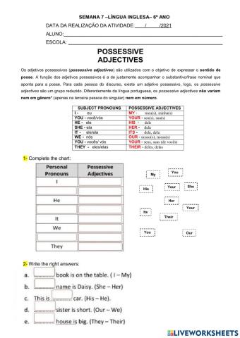 6° ano - INGLÊS - SEMANA 7