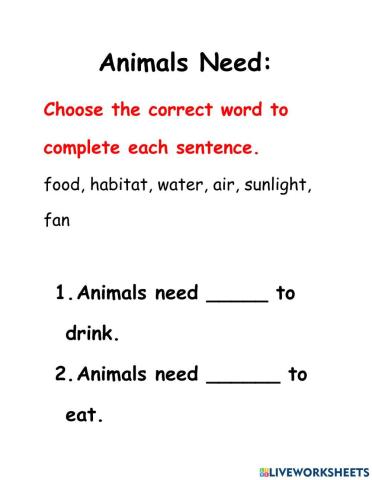 Basic Needs of Animals