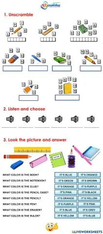 School Supplies and Colors